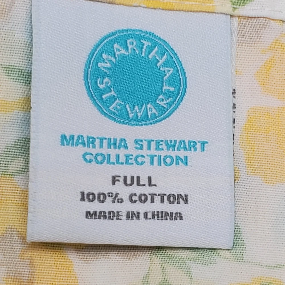 Martha Stewart 100% Cotton Yellow Garden Floral Full Set Of Sheets Pillowcases